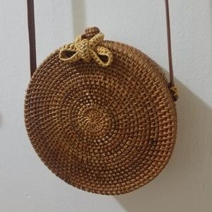 Trendy round rattan straw bag